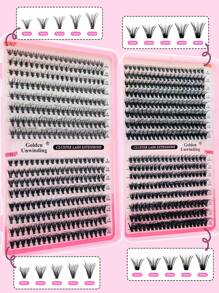 Golden Unwinding 640PCS 30D40D50DDramatic C-Curl 8-16MM Mix DIY Lash Extension Kit Set DIY Bottom Lashes Eyelashes Book Big Volume Soft Individual Cluster Lashes Create A Fluffy Natural Wispy Y2k Butterfly Elements Pink Base Card Look At Home Long Lasting
