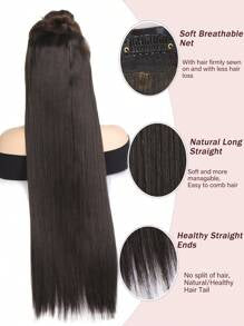 Black-Brown Extra Long Straight Hair 20~40 Inch 5 Clips In Hairtail Extension For Ladies Girls Clip In Extensions Hairpieces For Women Suitable For Various Occasions Including Music Festivals, Parties, Cosplay, Holidays And All Season