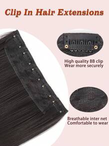 Black-Brown Extra Long Straight Hair 20~40 Inch 5 Clips In Hairtail Extension For Ladies Girls Clip In Extensions Hairpieces For Women Suitable For Various Occasions Including Music Festivals, Parties, Cosplay, Holidays And All Season