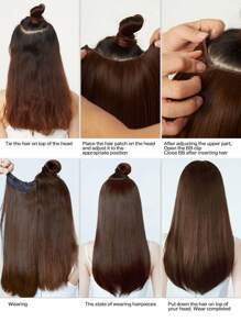 Black-Brown Extra Long Straight Hair 20~40 Inch 5 Clips In Hairtail Extension For Ladies Girls Clip In Extensions Hairpieces For Women Suitable For Various Occasions Including Music Festivals, Parties, Cosplay, Holidays And All Season