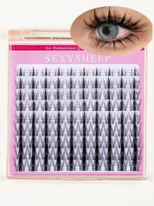 SEXYSHEEP 140pcs D Curl, Cluster False Eyelashes Mix Pack, Curling, Lengthening And Thickening Effect, No Drop-Off, Soft And Natural Looking, 10-16mm Mixed DIY Lash Clusters Natural Look&Wispy&Extra Thick&Long-Lasting DIY Eyelash Extension Kit With Bond A