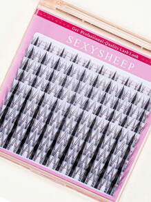 SEXYSHEEP 140pcs D Curl, Cluster False Eyelashes Mix Pack, Curling, Lengthening And Thickening Effect, No Drop-Off, Soft And Natural Looking, 10-16mm Mixed DIY Lash Clusters Natural Look&Wispy&Extra Thick&Long-Lasting DIY Eyelash Extension Kit With Bond A