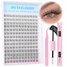 168Pcs D Curl Natural Lash Extension Kit 168Pcs Lash Clusters Kit Wispy Eyelash Extensions 9-12MM Individual Lashes Extensions With Bond And Seal Lash Glue And Eyelash Extension Tweezers DIY At Home Lash Clusters Kit, Lashes, Eyelashes, Fake Lashes