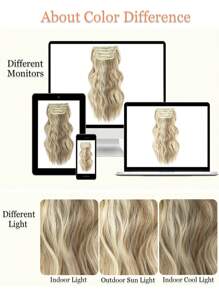 16inch 20inch Hair Extensions Clip In, 4PCS Wavy Hair Extension, Dark Blonde With Highlights Hair Extensions For Women
