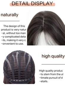 24 Inch 240g Heat Resistant Synthetic Wig, Medium Length Wavy With Bangs, Elegant Wig Suitable For Women's Daily Wear, Black-Brown