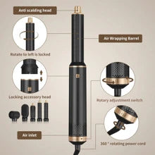 ATOPSKINS 5-In-1 Hot Air Styler & Dryer By - Ionic Hair Enhancer, Detachable Structure, Touch, Fluffy Finish, For Wet/Dry Hair