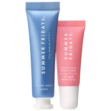 Summer Fridays Preppy Skincare Set: Summer Fridays Jet Lag Mask + Lip Butter Balm Viral Self-Care Essentials Travel Size 0.5oz Pink Sugar & Hydration
