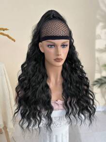 Claw Ponytail Extensions Hair Black Color 26-28 Inch Long Water Wave Hair Heat Resistant Fiber Synthetic Hairpiece For Women Girls Party Daily Use