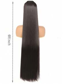 Black-Brown Extra Long Straight Hair Extensions, 20-40 Inch 5 Clips Synthetic Hair Extension Heat Resistant Fake Hairpiece For Women Chinese New Year, Music Festivals, Parties, Cosplay, Holidays And Daily Use