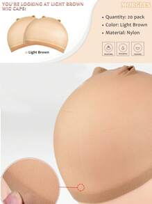 12PCS Beige Stocking Wig Caps, Closed End Mesh Hair Net, Stretchy Nylon Wig Caps For Women & Men