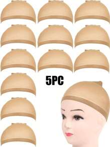 12PCS Beige Stocking Wig Caps, Closed End Mesh Hair Net, Stretchy Nylon Wig Caps For Women & Men
