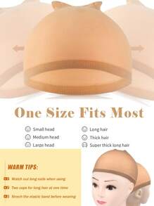 12PCS Beige Stocking Wig Caps, Closed End Mesh Hair Net, Stretchy Nylon Wig Caps For Women & Men
