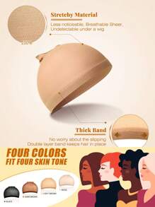 12PCS Beige Stocking Wig Caps, Closed End Mesh Hair Net, Stretchy Nylon Wig Caps For Women & Men