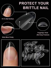 120/240Pcs Short Almond Nail Tips Soft Gel Clear Gelly Nail Tips Half Matte Full Cover Nail Tips Acrylic Pre-Filed Press On Fake Nail Tips For Nail Extension Home DIY Manicure Press On Nails Nail Supplies