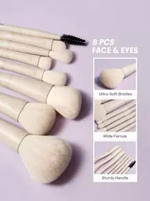 SHEGLAM Pro Core Brush Kit 8 Pcs/Set Professional Makeup Brushes Soft Brush Set With Face Brush, Eye Brush, Eyebrow Brush, Foundation Brush, Blush Brush, Highlighter Brush Portable Travel Makeup Brushes Makeup Tool Brand Beauty Makeup Face Paint Cosmetic