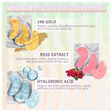 Eye Patches Under Eye Mask Skincare Hyaluronic Acid Under Eye Patches For Teen Girls Puffy Eyes And Dark Circles 24k Gold,Hyaluronic Acid,Rose,Eye Mask Pads Eye Bag Eye Treatment Skin Care(30Pairs)