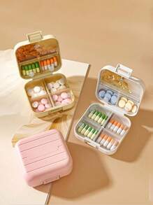 3pcs/1pc Portable 7-Day Pill Box Weekly 7-Grid Pill Storage Box Round Tablet Storage Box Portable And Sealable Tablet Finishing Box For Vitamins And Pills Travel Medicine Split Packaging Pill Box Suitable For Outdoor Travel And Office Travel Essential For