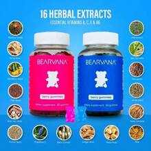 BEARVANA Gummies Combo Pack, Pink & Blue - Fuller Feminine Contours, Radiant Skin, Healthy Hair & Nails, Workout Aid For Curves Building - Berry Flavored Vegan Vitamin Supplement For Women - 120 Count
