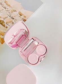 1pc/2pcs Portable Simple Square Contact Lens Case, DIY Solid Color Contact Lens Holder, Suitable For Daily Outdoor Use