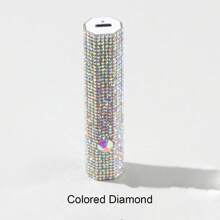 One USB Rechargeable Handheld Nail Lamp With Diamond Inlay And LED LCD Display Screen, Easy To Control Curing Time; Handheld Straight Design, Mini Portable Curing Lamp, Wearing Nail Curing Machine UV Therapy Machine, Hexagonal Diamond Model, Straight Nail