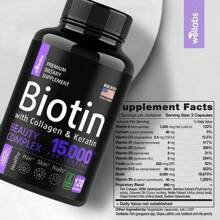 Biotin Capsules - Support Hair Growth, With Vitamin B6 B2 D3, Easy To Absorb, 120 Capsules