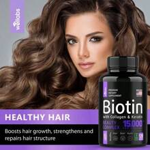 Biotin Capsules - Support Hair Growth, With Vitamin B6 B2 D3, Easy To Absorb, 120 Capsules