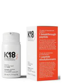 50ML K18 Leave-In Molecular Hair Mask, Repairs Dry Or Damaged Hair, Reverse Hair Damage From Bleach, Color & Heat, Fast-Absorbing, Frizz-Free Results At Home