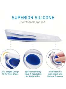 2pcs/4pcs/6pcs Unisex Gel Silicone Insoles - Cushioned Insoles For Walking, Running, Hiking, All-Day Standing - Heel Pads - Suitable For Sneakers, Boots, Etc. - Soft Textured Material, Foot Care