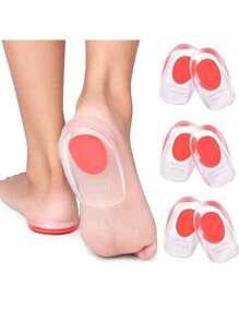 2pcs/4pcs/6pcs Unisex Gel Silicone Insoles - Cushioned Insoles For Walking, Running, Hiking, All-Day Standing - Heel Pads - Suitable For Sneakers, Boots, Etc. - Soft Textured Material, Foot Care