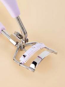 1pc Stainless Steel Eyelash Curler With Comb + 10pcs Refill Pads, Light Purple Manual Eyelash Curler, Curl Eyelashes Without Pinching, Makeup Tool, Beauty Tool, Eye Tool, False Eyelash Tool, Easy To Replace Pads, Durable, Unisex, Suitable For Household An