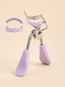 1pc Stainless Steel Eyelash Curler With Comb + 10pcs Refill Pads, Light Purple Manual Eyelash Curler, Curl Eyelashes Without Pinching, Makeup Tool, Beauty Tool, Eye Tool, False Eyelash Tool, Easy To Replace Pads, Durable, Unisex, Suitable For Household An