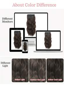 4PCS Clip in Hair Extensions 20inch Wavy Hair Extensions Clip ins Natural Brown Hair Extensions Full Head Synthetic Hair Pieces for Women Natural Luster
