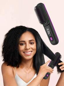 GENAI New Rechargeable Hair Straightening Brush, Hot Comb Hair Straightener For Women, Lightweight And Mini, Easy To Carry, Suitable For Morning Hair Care, Short Trips, Can Be Used For About 30 Minutes After A Full Charge.