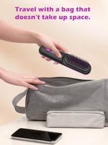 GENAI New Rechargeable Hair Straightening Brush, Hot Comb Hair Straightener For Women, Lightweight And Mini, Easy To Carry, Suitable For Morning Hair Care, Short Trips, Can Be Used For About 30 Minutes After A Full Charge.