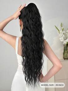 Claw Ponytail Extensions Hair Black Color 26-28 Inch Long Water Wave Hair Heat Resistant Fiber Synthetic Hairpiece For Women Girls Party Daily Use