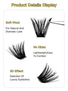 D Curl 10 Rows 200PCS Fluffy Lash Clusters , Individual Lashes Cluster Eyelash Extensions. Appearance Can Be Freely Combined And Matched With Multiple Styles.