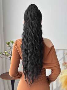 Claw Ponytail Extensions Hair Black Color 26-28 Inch Long Water Wave Hair Heat Resistant Fiber Synthetic Hairpiece For Women Girls Party Daily Use