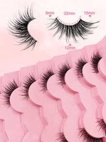 7 Pairs Half Lashes Cat Eye With Clear Band Wispy False Eyelashes Natural Look 3/4 Corner Lashes Short Accent Lashes With Transparent Band Strip Lashes, Lashes, Eyelashes, Fake Lashes