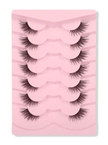7 Pairs Half Lashes Cat Eye With Clear Band Wispy False Eyelashes Natural Look 3/4 Corner Lashes Short Accent Lashes With Transparent Band Strip Lashes, Lashes, Eyelashes, Fake Lashes