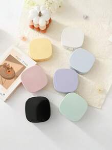 1pc/2pcs Portable Simple Square Contact Lens Case, DIY Solid Color Contact Lens Holder, Suitable For Daily Outdoor Use