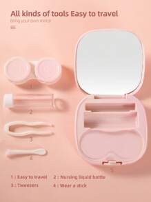 1pc/2pcs Portable Simple Square Contact Lens Case, DIY Solid Color Contact Lens Holder, Suitable For Daily Outdoor Use