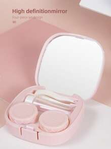 1pc/2pcs Portable Simple Square Contact Lens Case, DIY Solid Color Contact Lens Holder, Suitable For Daily Outdoor Use