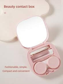 1pc/2pcs Portable Simple Square Contact Lens Case, DIY Solid Color Contact Lens Holder, Suitable For Daily Outdoor Use
