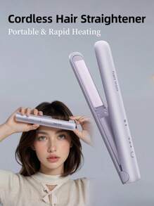 Mini 2-In-1 Wireless Tourmaline Ceramic Hair Curler Hair Straightener With Intelligent Constant Temperature Setting Portable Micro Coil Hair Straightener Hair Curler Easy To Carry On Business Trips