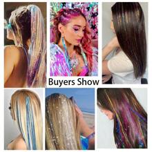 EAVIN GARY NIACONN 12 Colors Hair Tinsel Kit, 48 Inch 3900 Strands Glitter Tinsel Hair Extensions For Women, Fairy Hair Tinsel For Christmas New Year Halloween Cosplay Party