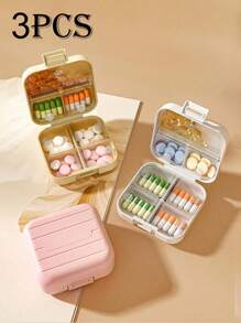 3pcs/1pc Portable 7-Day Pill Box Weekly 7-Grid Pill Storage Box Round Tablet Storage Box Portable And Sealable Tablet Finishing Box For Vitamins And Pills Travel Medicine Split Packaging Pill Box Suitable For Outdoor Travel And Office Travel Essential For