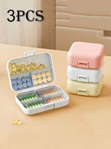 3pcs/1pc Portable 7-Day Pill Box Weekly 7-Grid Pill Storage Box Round Tablet Storage Box Portable And Sealable Tablet Finishing Box For Vitamins And Pills Travel Medicine Split Packaging Pill Box Suitable For Outdoor Travel And Office Travel Essential For