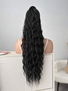 Claw Ponytail Extensions Hair Black Color 26-28 Inch Long Water Wave Hair Heat Resistant Fiber Synthetic Hairpiece For Women Girls Party Daily Use
