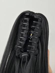 Claw Ponytail Extensions Hair Black Color 26-28 Inch Long Water Wave Hair Heat Resistant Fiber Synthetic Hairpiece For Women Girls Party Daily Use