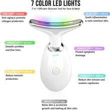 Face Neck  Massager, 7-Color LED Electric Facial Sculpting Tool , Red Light Therapy Wand, Vibration Massager For Skin Care, Reduce Wrinkles & Double Chin, Gifts For Her